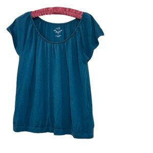 Sonoma Life + Style Teal Short Sleeve Top Beaded Neckline Women’s XL 40% Modal